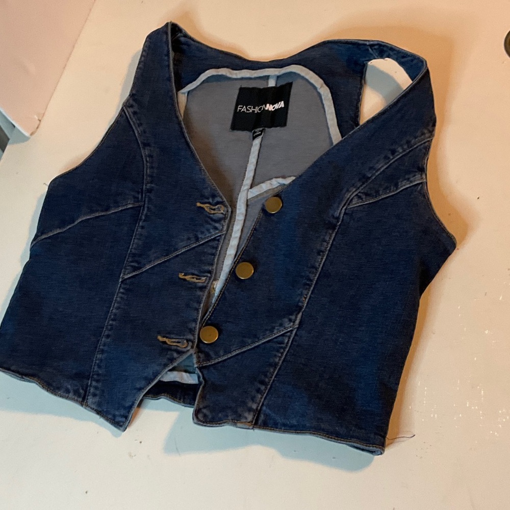 Fashion Nova Kids Dark Blue Denim Vest